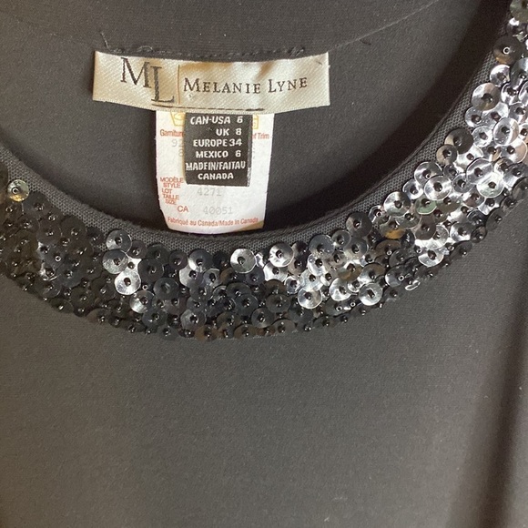 Melanie Lyne Classic Black Sequins Tank Slip On Flowy Dress Size 6 - Picture 7 of 10